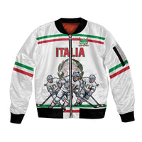 Italy Hockey Custom Sleeve Zip Bomber Jacket Italia Hockey Pride Vintage White