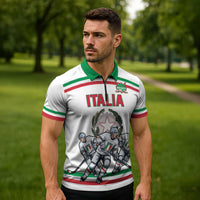 Italy Hockey Custom Zipper Polo Shirt Italia Hockey Pride Vintage White