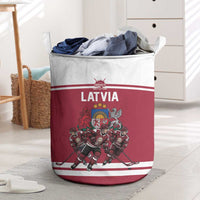 Latvia Hockey Pride Laundry Basket Baltic Ice Warriors