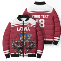 Latvia Hockey Pride Custom Bomber Puffer Jacket Baltic Ice Warriors
