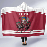 Latvia Hockey Pride Hooded Blanket Baltic Ice Warriors