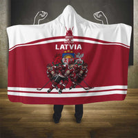 Latvia Hockey Pride Hooded Blanket Baltic Ice Warriors