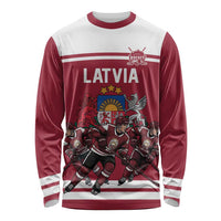 Latvia Hockey Pride Custom Long Sleeve Shirt Baltic Ice Warriors