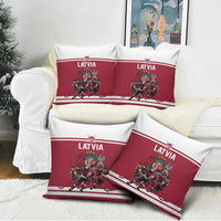 Latvia Hockey Pride Pillow Cover Baltic Ice Warriors