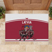 Latvia Hockey Pride Rubber Doormat Baltic Ice Warriors