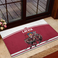 Latvia Hockey Pride Rubber Doormat Baltic Ice Warriors