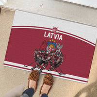 Latvia Hockey Pride Rubber Doormat Baltic Ice Warriors