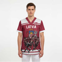 Latvia Hockey Pride Custom Scrub Top Baltic Ice Warriors