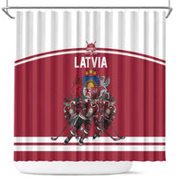 Latvia Hockey Pride Shower Curtain Baltic Ice Warriors