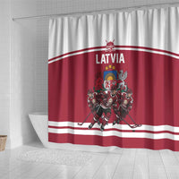 Latvia Hockey Pride Shower Curtain Baltic Ice Warriors
