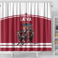 Latvia Hockey Pride Shower Curtain Baltic Ice Warriors