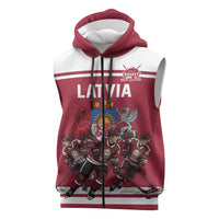 Latvia Hockey Pride Custom Sleeveless Zip Hoodie Baltic Ice Warriors