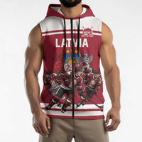 Latvia Hockey Pride Custom Sleeveless Zip Hoodie Baltic Ice Warriors