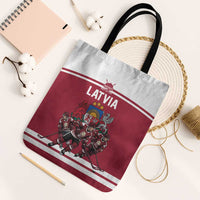 Latvia Hockey Pride Tote Bag Baltic Ice Warriors