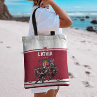 Latvia Hockey Pride Tote Bag Baltic Ice Warriors
