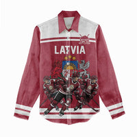 Latvia Hockey Pride Custom Women Casual Shirt Baltic Ice Warriors