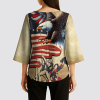 United States Flag Day Eagle 1777 Kimono Sleeve Blouse Patriotic American Flag