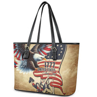 United States Flag Day Eagle 1777 Leather Tote Bag Patriotic American Flag