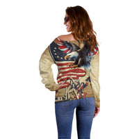 United States Flag Day Eagle 1777 Off Shoulder Sweater Patriotic American Flag
