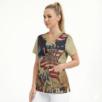 United States Flag Day Eagle 1777 Scrub Top Patriotic American Flag