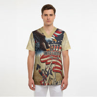 United States Flag Day Eagle 1777 Scrub Top Patriotic American Flag