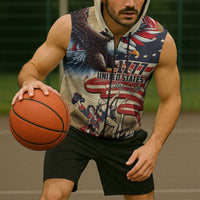 United States Flag Day Eagle 1777 Sleeveless Zip Hoodie Patriotic American Flag