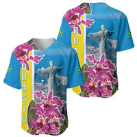 Brazil Cattleya Labiata Baseball Jersey Christ The Redeemer And Flag Color Style - Wonder Print Shop