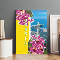Brazil Cattleya Labiata Canvas Wall Art Christ The Redeemer And Flag Color Style - Wonder Print Shop