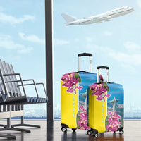 Brazil Cattleya Labiata Luggage Cover Christ The Redeemer And Flag Color Style - Wonder Print Shop