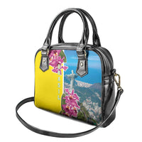 Brazil Cattleya Labiata Shoulder Handbag Christ The Redeemer And Flag Color Style