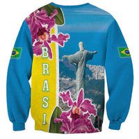 Brazil Cattleya Labiata Sweatshirt Christ The Redeemer And Flag Color Style - Wonder Print Shop