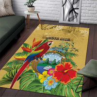 Costa Rica Independence Day Area Rug Scarlet Macaw Parrot Tropical Flowers - Wonder Print Shop