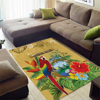 Costa Rica Independence Day Area Rug Scarlet Macaw Parrot Tropical Flowers - Wonder Print Shop