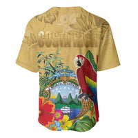 Costa Rica Independence Day Baseball Jersey Scarlet Macaw Parrot Tropical Flowers - Wonder Print Shop