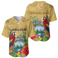 Costa Rica Independence Day Baseball Jersey Scarlet Macaw Parrot Tropical Flowers - Wonder Print Shop