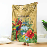 Costa Rica Independence Day Blanket Scarlet Macaw Parrot Tropical Flowers - Wonder Print Shop