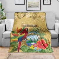 Costa Rica Independence Day Blanket Scarlet Macaw Parrot Tropical Flowers - Wonder Print Shop