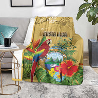 Costa Rica Independence Day Blanket Scarlet Macaw Parrot Tropical Flowers - Wonder Print Shop