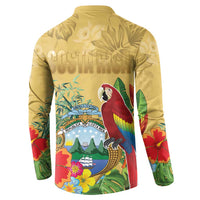 Costa Rica Independence Day Button Sweatshirt Scarlet Macaw Parrot Tropical Flowers - Wonder Print Shop