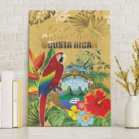 Costa Rica Independence Day Canvas Wall Art Scarlet Macaw Parrot Tropical Flowers - Wonder Print Shop