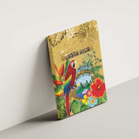 Costa Rica Independence Day Canvas Wall Art Scarlet Macaw Parrot Tropical Flowers - Wonder Print Shop