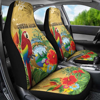 Costa Rica Independence Day Car Seat Cover Scarlet Macaw Parrot Tropical Flowers - Wonder Print Shop