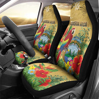 Costa Rica Independence Day Car Seat Cover Scarlet Macaw Parrot Tropical Flowers - Wonder Print Shop