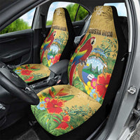 Costa Rica Independence Day Car Seat Cover Scarlet Macaw Parrot Tropical Flowers - Wonder Print Shop