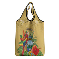 Costa Rica Independence Day Grocery Bag Scarlet Macaw Parrot Tropical Flowers - Wonder Print Shop