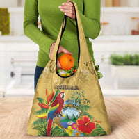 Costa Rica Independence Day Grocery Bag Scarlet Macaw Parrot Tropical Flowers - Wonder Print Shop