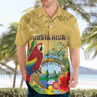 Costa Rica Independence Day Hawaiian Shirt Scarlet Macaw Parrot Tropical Flowers - Wonder Print Shop