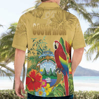 Costa Rica Independence Day Hawaiian Shirt Scarlet Macaw Parrot Tropical Flowers - Wonder Print Shop