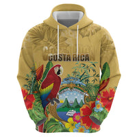 Costa Rica Independence Day Hoodie Scarlet Macaw Parrot Tropical Flowers - Wonder Print Shop