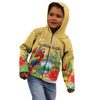 Costa Rica Independence Day Kid Hoodie Scarlet Macaw Parrot Tropical Flowers - Wonder Print Shop